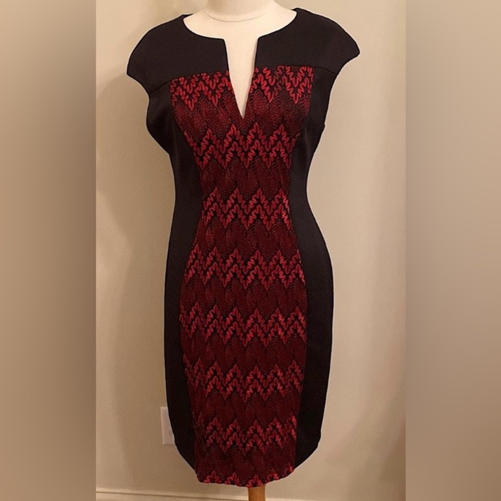 Connected Apparel Black Red Lace Crochet SZ 12 Romantic Goth Coquette Dress
